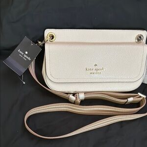 Kate Spade Cream Leather Crossbody Bag with Gold Hardware